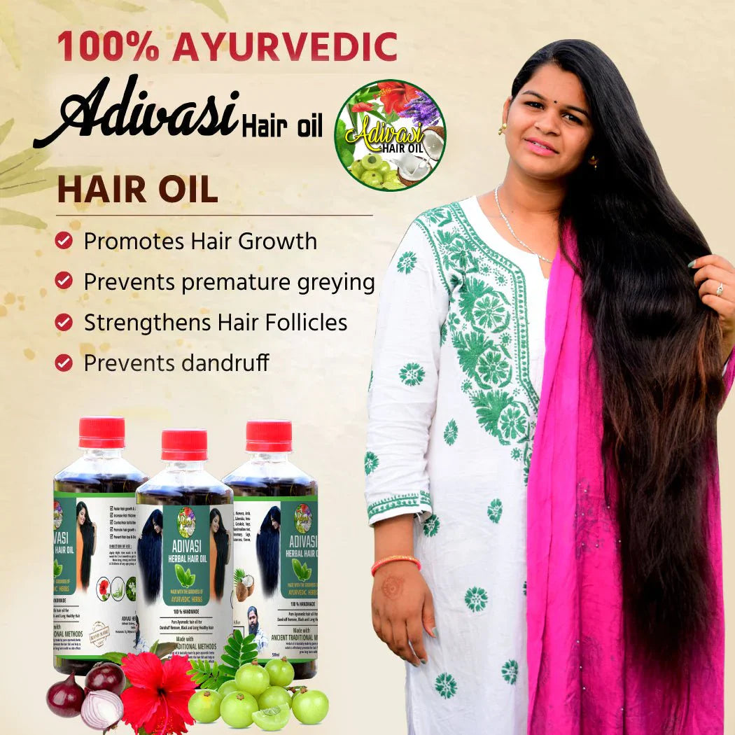 ORIGINAL ADIVASI NEELGIRI HERBAL HAIR OIL - SOURCED DIRECTLY FROM KARNATAKA (BUY 1 GET 1 FREE)