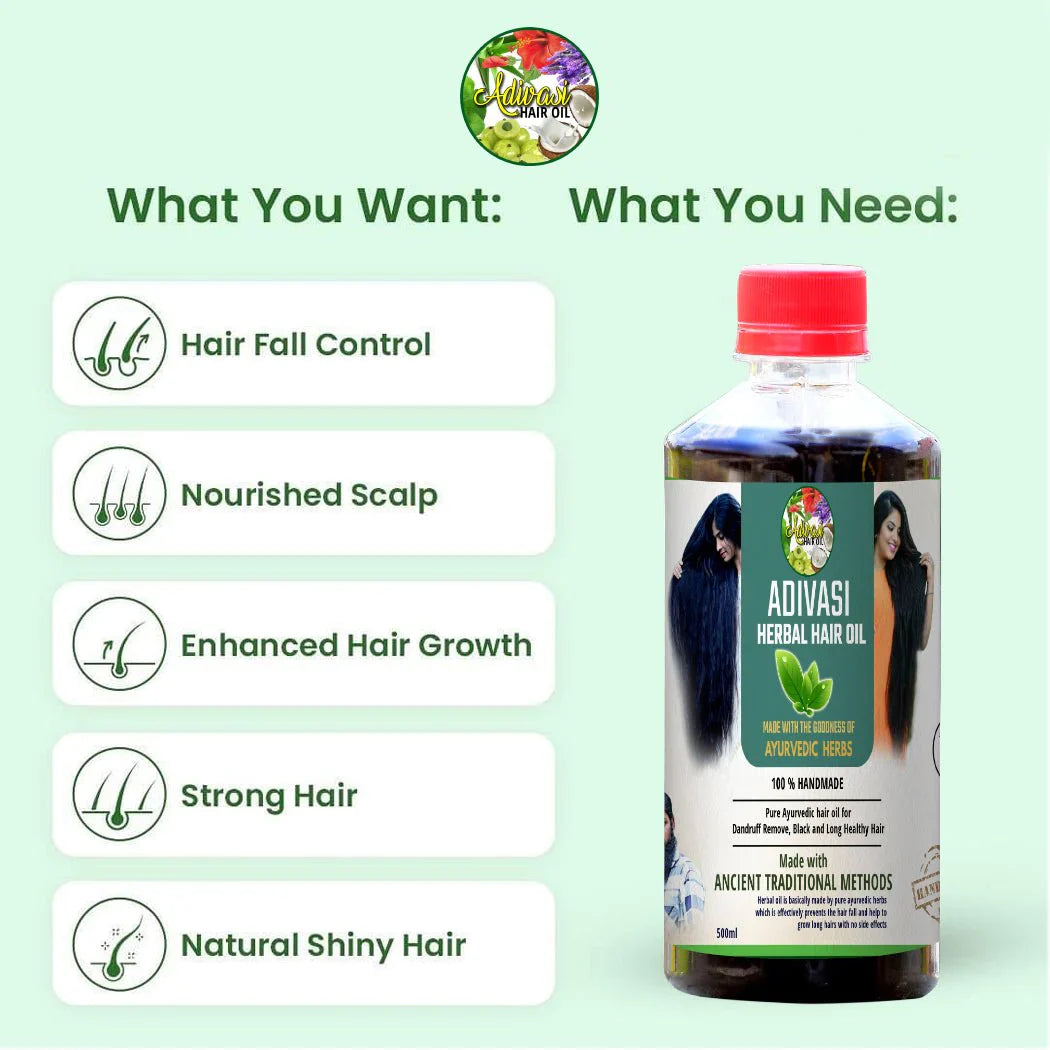 ORIGINAL ADIVASI NEELGIRI HERBAL HAIR OIL - SOURCED DIRECTLY FROM KARNATAKA (BUY 1 GET 1 FREE)