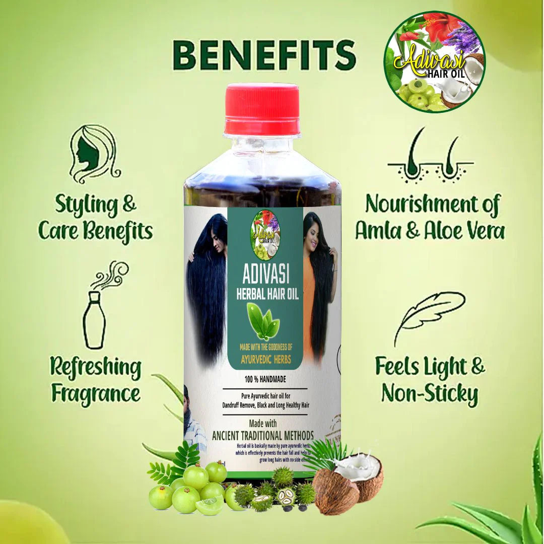 ORIGINAL ADIVASI NEELGIRI HERBAL HAIR OIL - SOURCED DIRECTLY FROM KARNATAKA (BUY 1 GET 1 FREE)